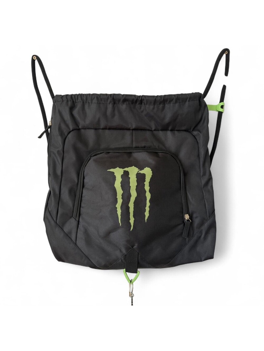Monster Energy Deluxe Cinch Bag Backpack New Black Green Gym Drawstring Promo
